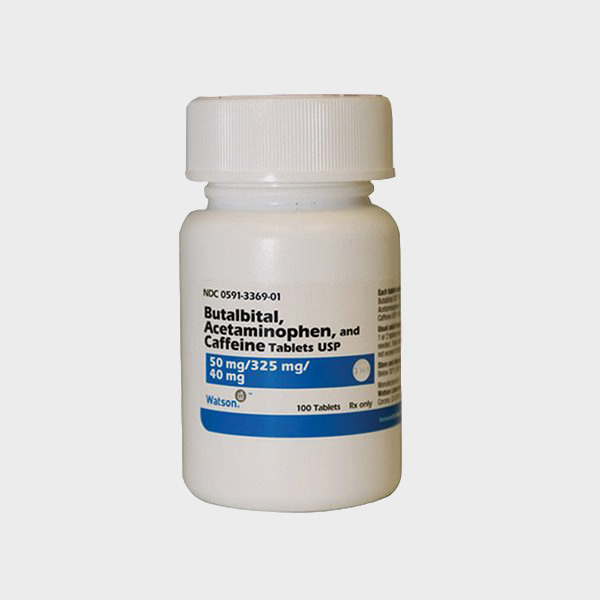 Butalbital (Fioricet/Fiorinal) — Białe/niebieskie tabletki zawierające kofeinę + acetaminofen lub aspirynę (50/325/40 mg)