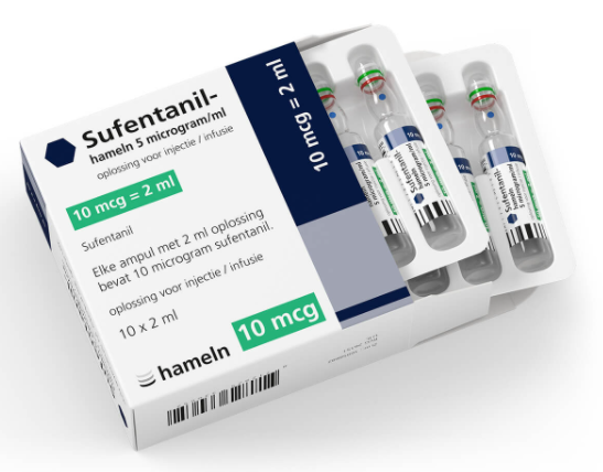 Sufentanil — Ampoules claires (5-50 mcg/mL), emballage hospitalier uniquement
