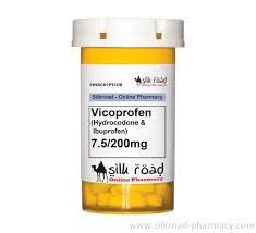 Hydrocodone–Ibuprofen (Vicoprofen) — Hvite oblong tabletter (7.5 mg hydro / 200 mg ibuprofen)